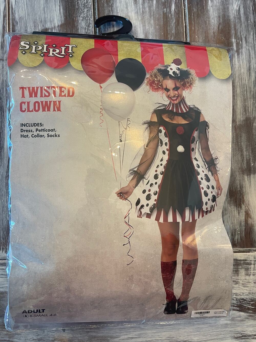 Spirit Halloween Women’s Twisted Clown Halloween Size XS with Fake Knife